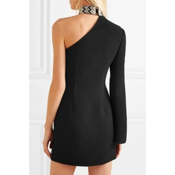 RACHEL Zoe | Quinton One-shoulder Embellished Crepe Mini Dress In Black - Picture 4 of 16